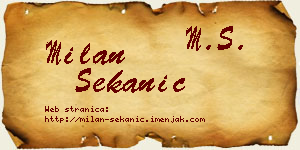 Milan Sekanić vizit kartica